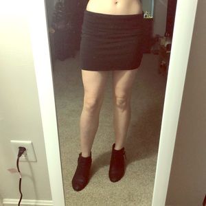 Black Fold Over Mini Skirt